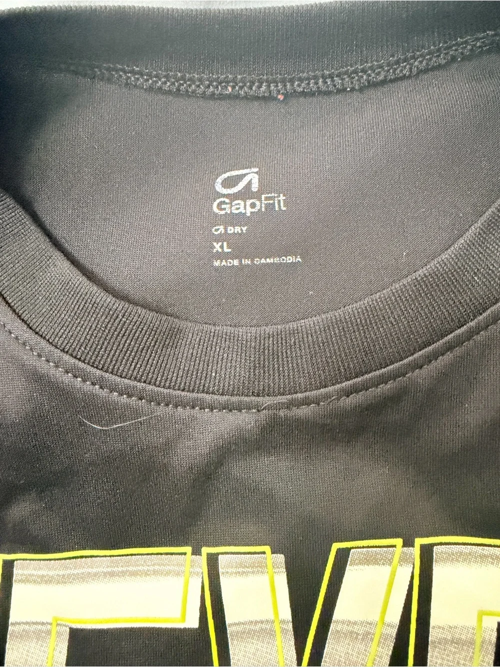 GAP Kid's Black Dry Tee with Yellow 'Never Look Back' Graphic